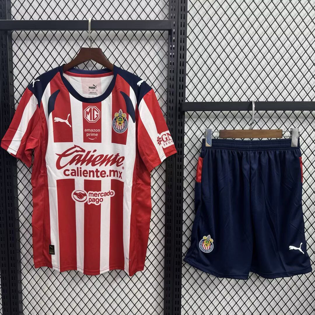 adult & kids Chivas Soccer Uniform suit Blank Jersey set 2526 Home Activewear Red Shirt kit