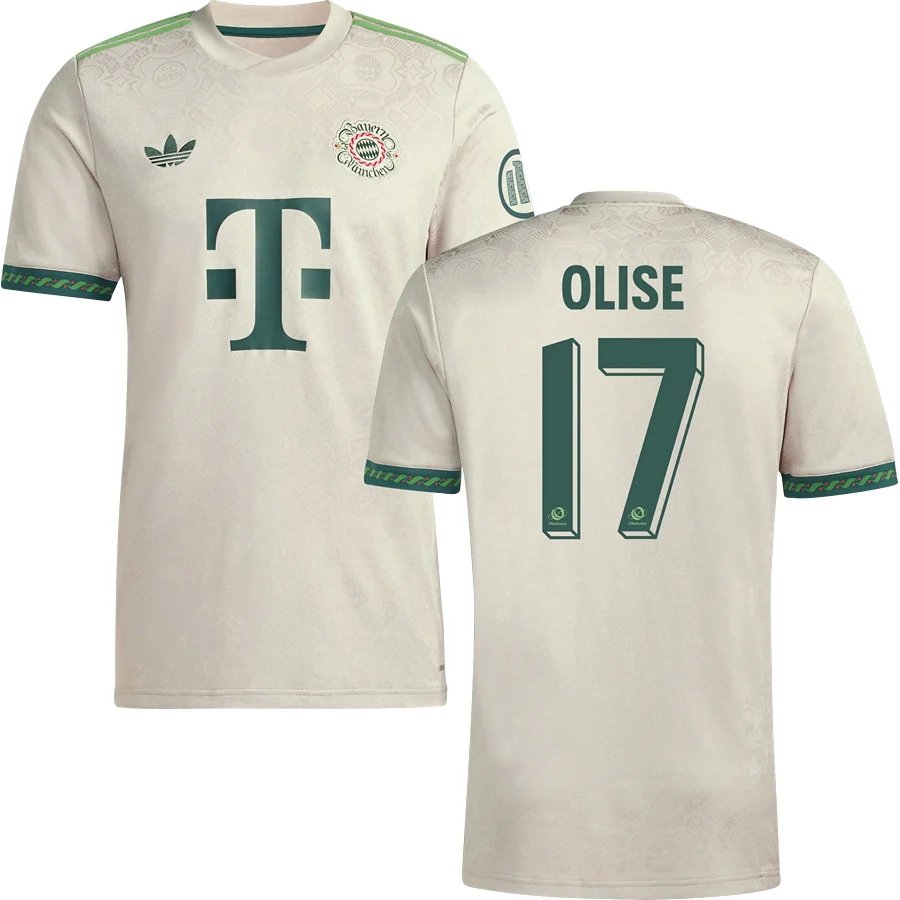 adult & kids Bayern Munchen Soccer Uniform 17 Michael Olise Jersey 2526 Oktoberfest Activewear White