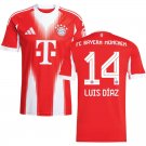 adult & kids Bayern Munchen Soccer Uniform 14 Luis Díaz Jersey 2526 Home Activewear Red Shirt