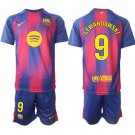 adult & kids Barcelona Soccer Uniform suit 9 Robert Lewandowski Jersey set 2526 Home Activewear kit