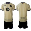 adult & kids Barcelona Soccer Uniform suit Blank Jersey set 2526 Away Activewear Gold Shirt kit