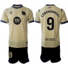 adult & kids Barcelona Soccer Uniform suit 9 Robert Lewandowski Jersey set 2526 Away Shirt Gold kit