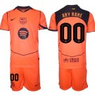 adult & kids Barcelona Soccer Uniform suit 00 Custom name number Jersey set 2526 Third Orange kit