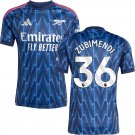 adult & kids Arsenal Soccer Uniform 36 Martin Zubimendi Jersey 2526 Away Activewear Blue Shirt