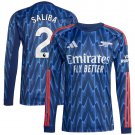 adult & kids Arsenal Soccer Uniform 2 William Saliba Jersey 2526 Long Sleeve Away Activewear Blue