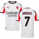 adult & kids Milan AC Soccer Uniform 7 Santiago Gimenez Jersey 2526 Away Activewear White Shirt