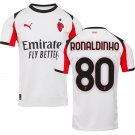 adult & kids Milan AC Soccer Uniform 80 RONALDINHO Jersey 2526 Away Activewear White Shirt
