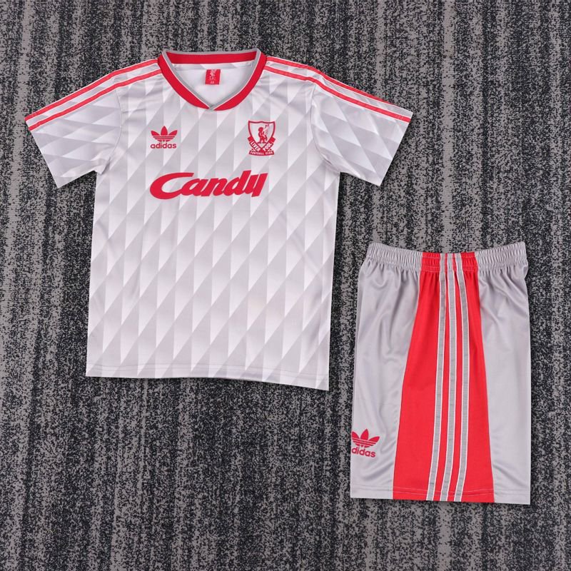 youth Liverpool Soccer Uniform suit Blank Jersey set Retro 8991 kids Away Activewear Grey Shirt kit