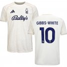 adult & kids Nottingham Forest Soccer Uniform 10 GIBBS-WHITE Jersey 2526 Away Activewear White Shirt
