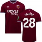 adult & kids West Ham Soccer Uniform 28 Tomas Soucek Jersey 2526 Home Activewear Burgundy Shirt