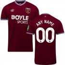 adult & kids West Ham Soccer Uniform 00 Custom name number Jersey 2526 Home Shirt Burgundy
