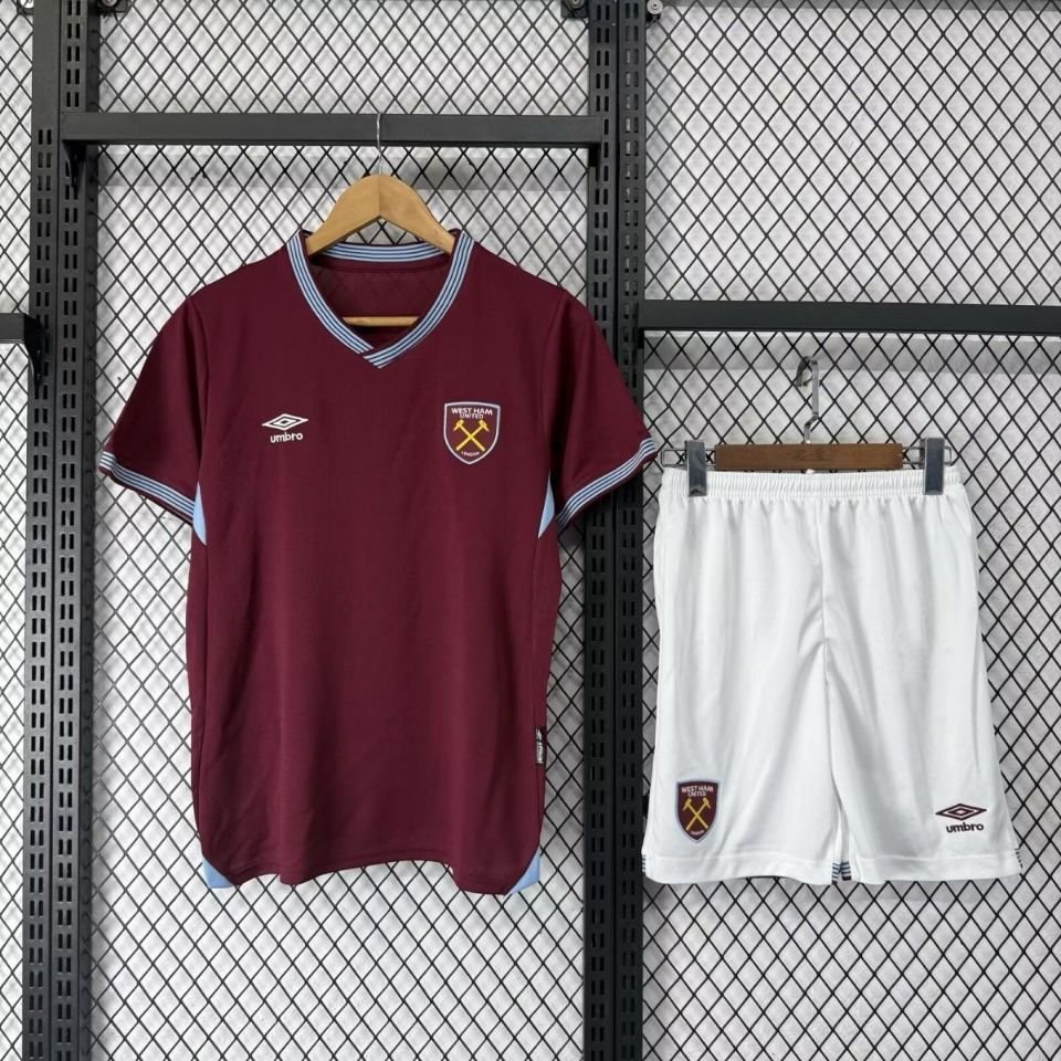 youth West Ham Soccer Uniform suit Blank Jersey set 2526 kids Home Activewear Burgundy Shirt kit