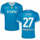 adult & kids Napoli Soccer Uniform 27 Lorenzo Lucca Jersey 2526 Home Activewear Blue Shirt