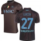 adult & kids Napoli Soccer Uniform 27 Lorenzo Lucca Jersey 2526 Third Activewear Black Shirt