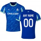 adult & kids Olympique Marseille Soccer Uniform 00 Custom name number Jersey 2526 Third Shirt Blue