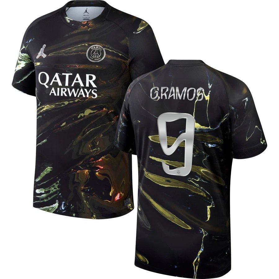 adult & kids Paris Saint-Germain Soccer Uniform 9 Goncalo Ramos Jersey 2526 Night Edition Black