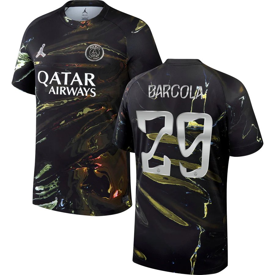 adult & kids Paris Saint-Germain Soccer Uniform 29 Bradley Barcola Jersey 2526 Night Edition Black