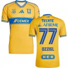 adult & kids Tigres Soccer Uniform 77 Ozziel Herrera Jersey 2526 Home Activewear Yellow Shirt