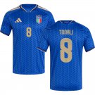 adult & kids Italy National Soccer Uniform 8 Sandro Tonali Jersey Home 2026 Activewear Royal Shirt