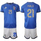 adult & kids Italy National Soccer Uniform suit 21 Andrea Pirlo Jersey set Home 2026 Shirt Royal kit