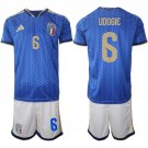 adult & kids Italy National Soccer Uniform suit 6 Destiny Udogie Jersey set Home 2026 Royal kit
