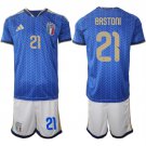 adult & kids Italy National Soccer Uniform suit 21 Alessandro Bastoni Jersey set Home 2026 Royal kit
