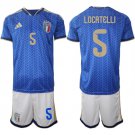 adult & kids Italy National Soccer Uniform suit 5 Manuel Locatelli Jersey set Home 2026 Royal kit