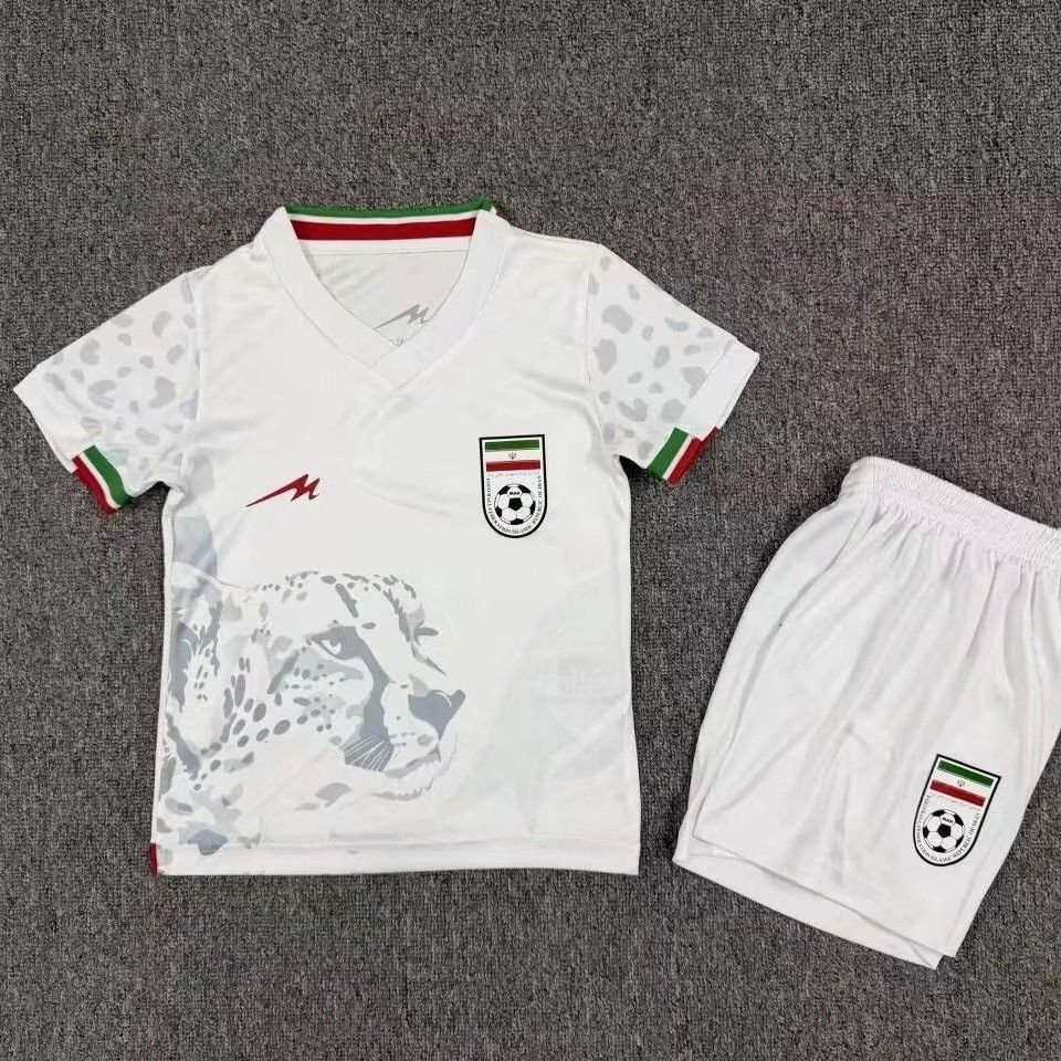youth Iran National Soccer Uniform suit Blank Jersey set Home 2026 kids Activewear White Shirt kit