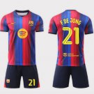 adult & kids Barcelona Soccer Uniform suit 21 Frenkie de Jong Jersey set 2627 Home Shirt Royal kit