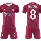 adult & kids Real Madrid Soccer Uniform suit 8 Federico Valverde Jersey set 2627 Third Shirt Red kit