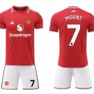 adult & kids Manchester United Soccer Uniform suit 7 Mason Mount Jersey set 2627 Home Shirt Red kit
