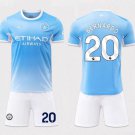 adult & kids Manchester City Soccer Uniform suit 20 Bernardo Silva Jersey set 2627 Home Blue kit