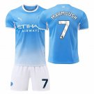 adult & kids Manchester City Soccer Uniform suit 7 Omar Marmoush Jersey set 2627 Home Shirt Blue kit