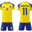 adult & kids Sweden Team Soccer Uniform suit 11 Zlatan Ibrahimović Jersey set Home 2026 Yellow kit