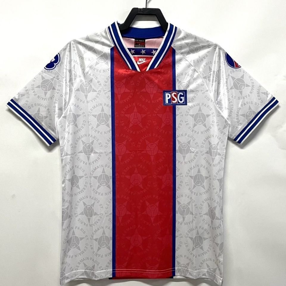adult unisex Paris Saint-Germain Soccer Uniform Blank Jersey Retro 94/95 Away Activewear White Shirt