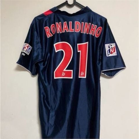 adult & kids Paris Saint-Germain Soccer Uniform 21 Ronaldinho Jersey Retro 01/02 Home Shirt Navy