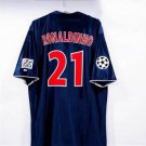 adult & kids Paris Saint-Germain Soccer Uniform 21 Ronaldinho Jersey Retro 01/02 Home Shirt Navy