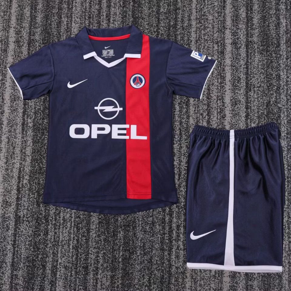 youth Paris Saint-Germain Soccer Uniform suit Blank Jersey set Retro 01/02 kids Home Shirt Navy kit