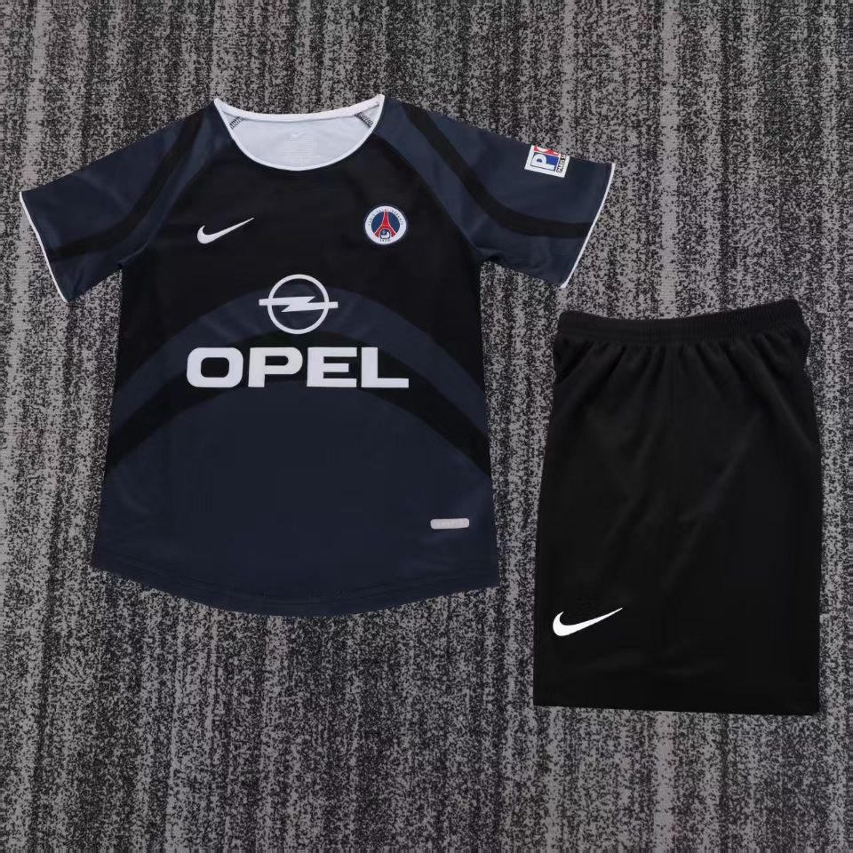 youth Paris Saint-Germain Soccer Uniform suit Blank Jersey set Retro 01/02 kids Third Black kit