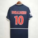 adult & kids Paris Saint-Germain Soccer Uniform 10 Ronaldinho Jersey Retro 02/03 Home Shirt Navy