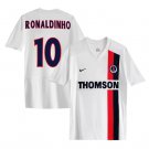 adult & kids Paris Saint-Germain Soccer Uniform 10 Ronaldinho Jersey Retro 02/03 Away Shirt White