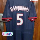 adult unisex Paris Saint-Germain Soccer Uniform 5 Marquinhos Jersey Retro 13/14 Home Activewear Navy