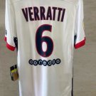adult unisex Paris Saint-Germain Soccer Uniform 6 Marco Verratti Jersey Retro 15/16 Away Shirt White