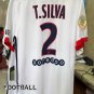 adult unisex Paris Saint-Germain Soccer Uniform 2 Thiago Silva Jersey Retro 15/16 Away Shirt White