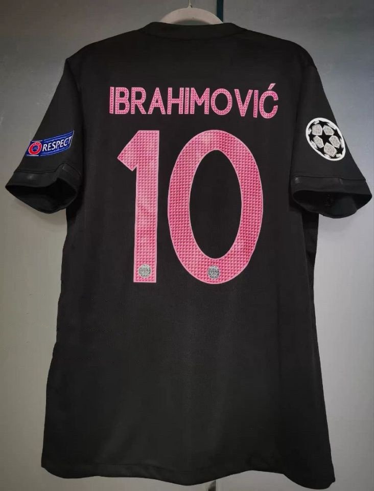 adult Paris Saint-Germain Soccer Uniform 10 Zlatan Ibrahimovi&Auml;� Jersey Retro 15/16 Third Shirt Black