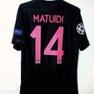 adult Paris Saint-Germain Soccer Uniform 14 Blaise Matuidi Jersey Retro 15/16 Third Activewear Black