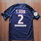 adult unisex Paris Saint-Germain Soccer Uniform 2 Thiago Silva Jersey Retro 16/17 Home Shirt Navy