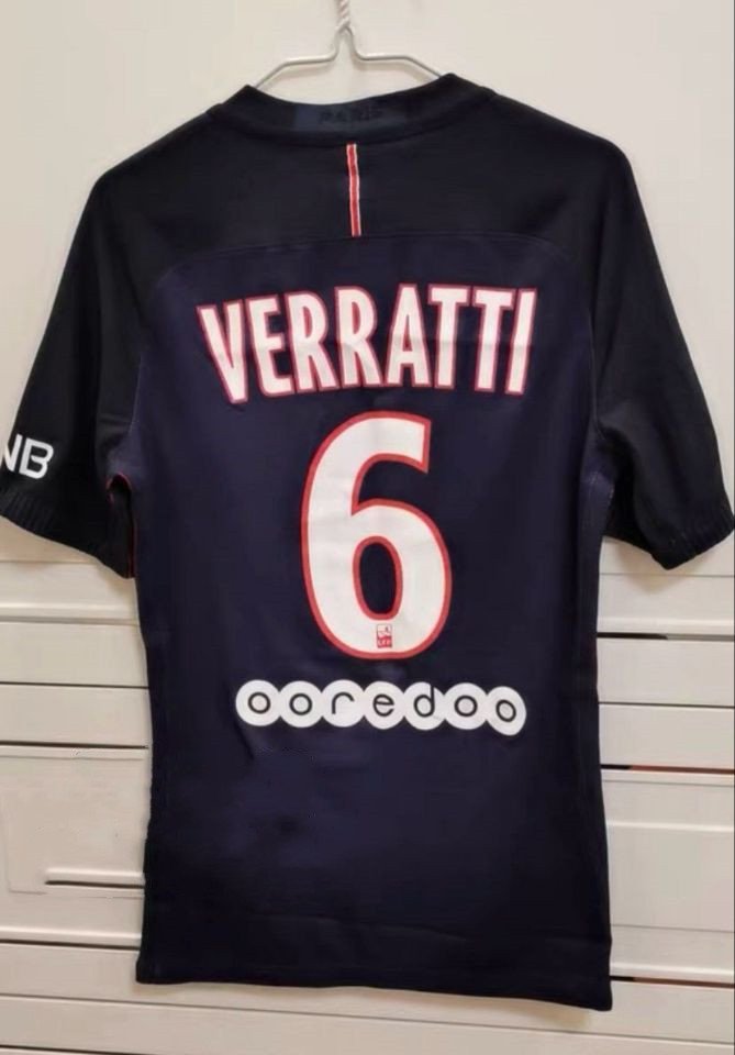 adult unisex Paris Saint-Germain Soccer Uniform 6 Marco Verratti Jersey Retro 16/17 Home Shirt Navy