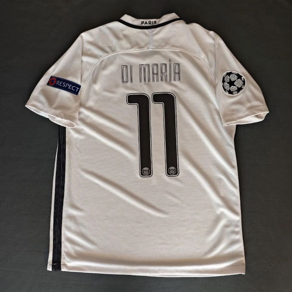 adult unisex Paris Saint-Germain Soccer Uniform 11 Di Mar&Atilde;&shy;a Jersey Retro 16/17 Away Shirt White