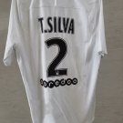 adult unisex Paris Saint-Germain Soccer Uniform 2 Thiago Silva Jersey Retro 16/17 Away Shirt White